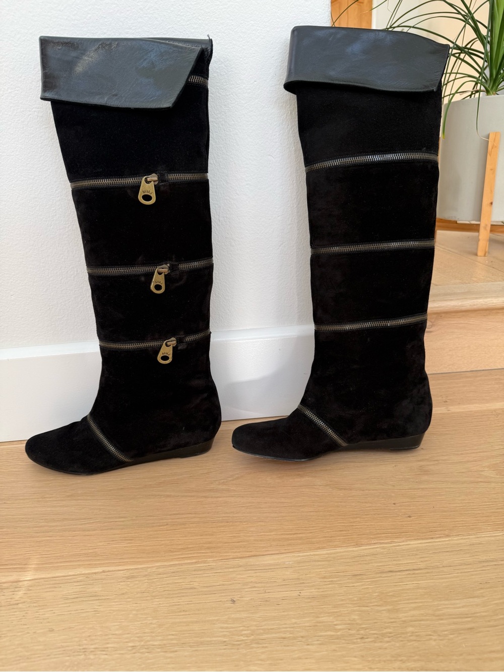 Marc by Marc Jacobs Black Over-the-Knee Zip-Detail Boots- size 9.5